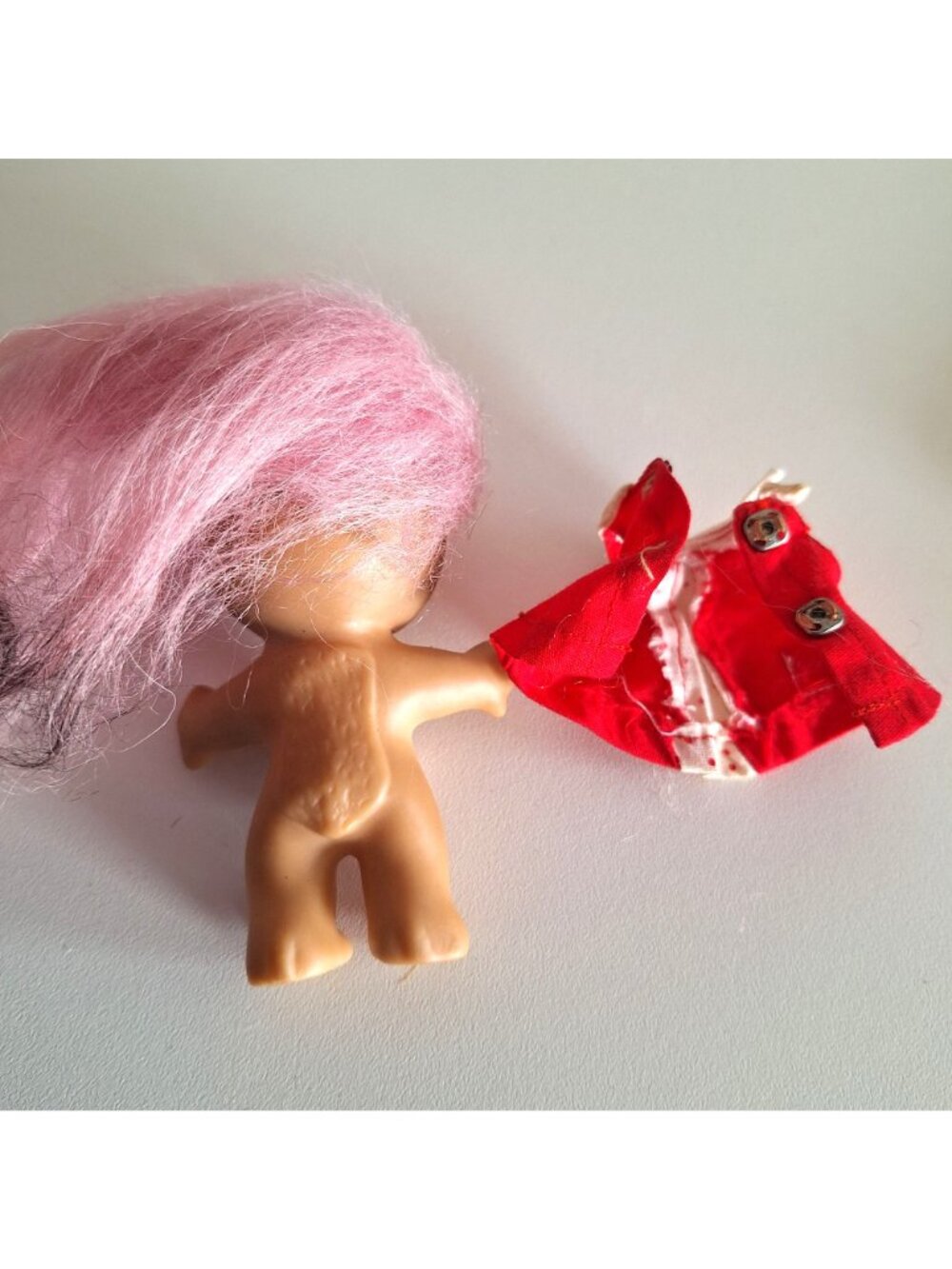 1964 Moon Goon Alien Troll Doll Pink Hair Red Polka Dot Dress L Khem Vintage - Picture 9 of 10